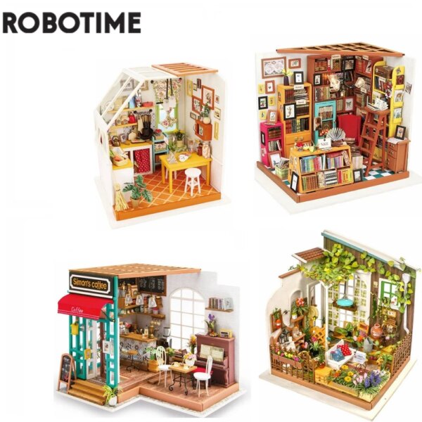 Robotime DIY House with Furniture Miniature Dollhouse Model Wooden Building Kits
